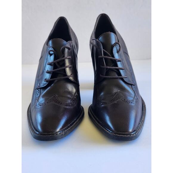 Apostrophe Derby Wingtip Brown Lace Up Women Heels 7M Coquette S0069 - Picture 2 of 7